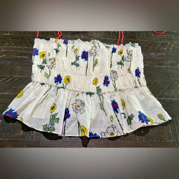 NWT Rhode Julieta Peplum Top in Saba Tie Straps Sz Large - Picture 11 of 14